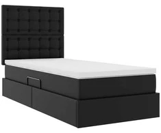 Lova su daiktų laikymo vieta ir LED Juoda 90 x 190 cm
