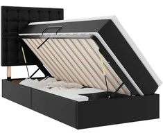 Lova su daiktų laikymo vieta ir LED su LED Juoda 90 x 200 cm