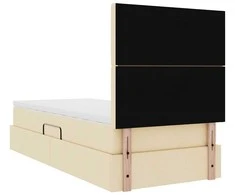 LED saugojimo lova su čiužiniu Kremas 100 x 200 cm Audinys