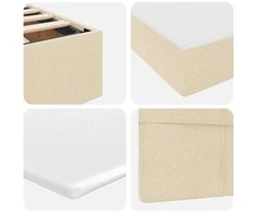 LED saugojimo lova su čiužiniu Kremas 90 x 200 cm Audinys