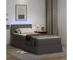 Lova su daiktų laikymo vieta ir LED su LED Pilka 90 x 190 cm