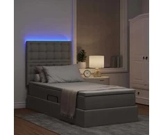LED saugojimo lova su čiužiniu Taupe 100 x 200 cm Audinys
