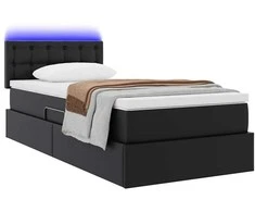 Lova su daiktų laikymo vieta ir LED su LED Juoda 100 x 200 cm