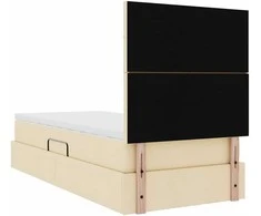 LED saugojimo lova su čiužiniu Kremas 90 x 190 cm Audinys