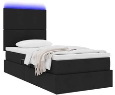 Lova su daiktų laikymo vieta ir LED su LED Juoda 90 x 200 cm