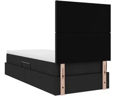 LED saugojimo lova su čiužiniu Juoda 100 x 200 cm Audinys