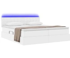 Lova su daiktų laikymo vieta ir LED Švari balta 200 x 200 cm