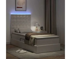 Lova su daiktų laikymo vieta ir LED Švari balta 90 x 200 cm