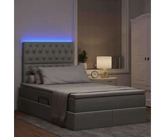 LED saugojimo lova su čiužiniu Šviesiai pilka 120 x 190 cm