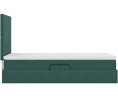 LED saugojimo lova su čiužiniu Tamsiai žalia 90 x 200 cm