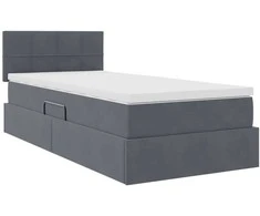 LED saugojimo lova su čiužiniu Tamsiai pilka 90 x 200 cm