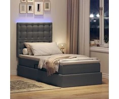 LED saugojimo lova su čiužiniu Tamsiai pilka 100 x 200 cm