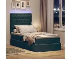 Lova su daiktų laikymo vieta ir LED Tamsiai žalia 90 x 200 cm