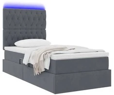 LED saugojimo lova su čiužiniu Tamsiai pilka 90 x 200 cm