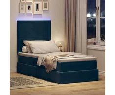 Lova su daiktų laikymo vieta ir LED Tamsiai mėlyna 90 x 190 cm