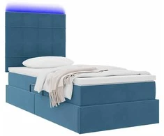 Lova su daiktų laikymo vieta ir LED Tamsiai mėlyna 90 x 190 cm