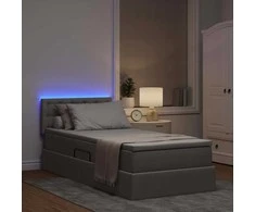 LED saugojimo lova su čiužiniu Taupe 90 x 200 cm Audinys