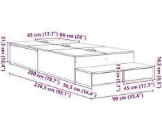 Lova su daiktų laikymo vieta su stalčių Sonoma ąžuolas 90 cm