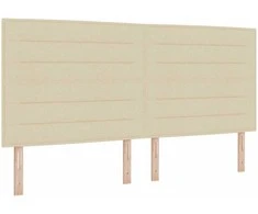 Kiemas lova su čiužiniu su LED Kreminė 200 x 200 cm audinys
