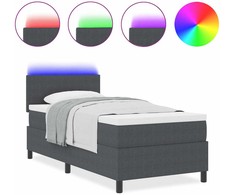 LED Čiužinio Lova Tamsiai pilka ir balta 100 x 200 cm