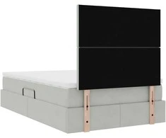 LED saugojimo lova su čiužiniu Šviesiai pilka 120 x 200 cm