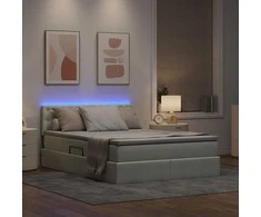 LED saugojimo lova su čiužiniu Šviesiai pilka 140 x 190 cm