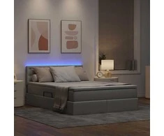 LED saugojimo lova su čiužiniu Šviesiai pilka 140 x 200 cm