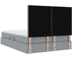 LED saugojimo lova su čiužiniu Šviesiai pilka 140 x 200 cm