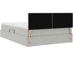 LED saugojimo lova su čiužiniu Šviesiai pilka 140 x 200 cm