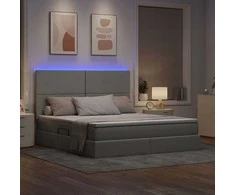 LED saugojimo lova su čiužiniu Šviesiai pilka 160 x 200 cm