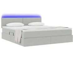 LED saugojimo lova su čiužiniu Šviesiai pilka 160 x 200 cm