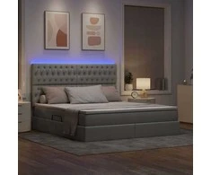 LED saugojimo lova su čiužiniu Šviesiai pilka 180 x 200 cm
