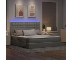 LED saugojimo lova su čiužiniu Šviesiai pilka 180 x 200 cm