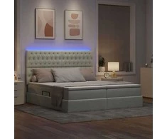 Lova su LED juostelėmis Šviesiai pilka 180 x 200 cm Aksomas