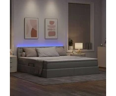 LED saugojimo lova su čiužiniu Šviesiai pilka 180 x 200 cm