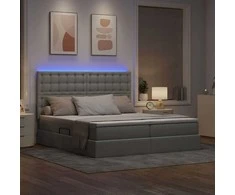 LED saugojimo lova su čiužiniu Šviesiai pilka 200 x 200 cm