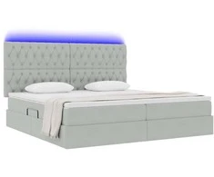 Lova su daiktų laikymo vieta ir LED Šviesiai pilka 200 x 200 cm