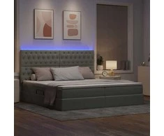 LED saugojimo lova su čiužiniu Šviesiai pilka 200 x 200 cm