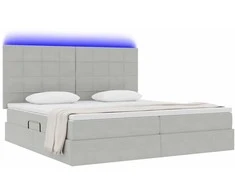 Lova su daiktų laikymo vieta ir LED Šviesiai pilka 200 x 200 cm