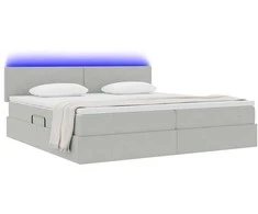 Lova su daiktų laikymo vieta ir LED Šviesiai pilka 200 x 200 cm