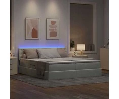 Lova su LED juostelėmis Šviesiai pilka 200 x 200 cm Aksomas