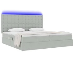 Lova su daiktų laikymo vieta ir LED Šviesiai pilka 200 x 200 cm