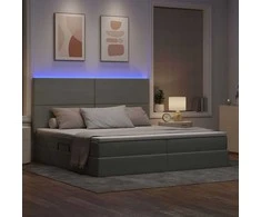 LED saugojimo lova su čiužiniu Šviesiai pilka 200 x 200 cm