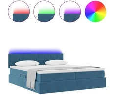 LED saugojimo lova su čiužiniu Tamsiai mėlyna 180 x 200 cm