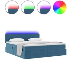 LED saugojimo lova su čiužiniu Tamsiai mėlyna 180 x 200 cm