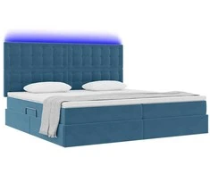 Lova su daiktų laikymo vieta ir LED Tamsiai mėlyna 200 x 200 cm