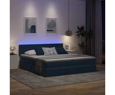 Lova su LED juostelėmis Tamsiai mėlyna 200 x 200 cm Aksomas