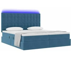 Lova su LED juostelėmis Tamsiai mėlyna 200 x 200 cm Aksomas