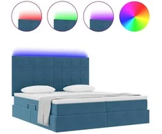 LED saugojimo lova su čiužiniu Tamsiai mėlyna 200 x 200 cm