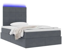 LED saugojimo lova su čiužiniu Tamsiai pilka 120 x 200 cm